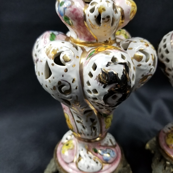 Vtg! Rare Capodimonte Porcelain Lamps - Set of 2 - Picture 3 of 10